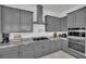 Well-equipped kitchen with stainless steel appliances, granite counters, and sleek grey cabinetry at 3921 Jacob Lake Cir, Las Vegas, NV 89118
