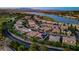Beautiful aerial view of a lakeside community with well-maintained homes and lush landscaping at 47 Garibaldi Way, Henderson, NV 89011