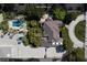 Aerial view of estate featuring pool, outdoor kitchen, RV parking, and circular driveway at 5860 N Campbell Rd, Las Vegas, NV 89149