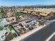 Aerial view showcasing a neighborhood and a home with solar panels at 6882 Palmyra Ave, Las Vegas, NV 89146