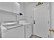 Convenient laundry room with modern washer and dryer and a white door for easy access at 8009 Tailwind Ave, Las Vegas, NV 89131