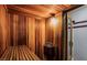 This beautiful sauna features wood paneled walls, and a bench to relax in at 3125 N Buffalo Dr # 1133, Las Vegas, NV 89128