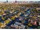 Neighborhood aerial view with Las Vegas skyline showcasing property location in a vibrant city setting at 3200 Bryant Ave, Las Vegas, NV 89102