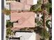 Aerial view of the home, showcasing the backyard layout, patio, and landscaping at 10581 Santo Marco Ct, Las Vegas, NV 89135