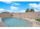 Private backyard pool with a clear blue sky and mature landscaping at 206 Red Cloud Ter, Henderson, NV 89015