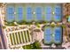 Overhead view of recreation area including tennis and bocce ball courts, and landscaped walkways at 2585 Shellsburg Ave, Henderson, NV 89052