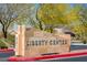 Attractive monument sign for Liberty Center with address numbers, set in landscaped area at 2585 Shellsburg Ave, Henderson, NV 89052