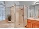 Bright bathroom with a shower stall, glass block window, neutral finishes, and ample space at 2850 Thunder Bay Ave, Henderson, NV 89052