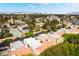 An elevated view of the neighborhood displaying mature trees, a tennis court, and distant city views at 3306 Brookfield Dr, Las Vegas, NV 89120