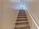 Carpeted staircase with white handrail leading to the upper level of the home at 3820 Ice Storm Ct, Las Vegas, NV 89129