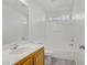 Clean bathroom with tub shower and vanity at 6480 Chebec St, North Las Vegas, NV 89084