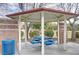 Covered picnic area features a blue table with bench seating in a lushly landscaped community at 6480 Chebec St, North Las Vegas, NV 89084