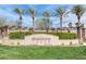 Silverstone Ranch community entrance sign with mature palm trees and manicured landscaping at 8209 Chapelle Ct, Las Vegas, NV 89131
