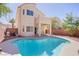 Inviting backyard pool with a spacious patio, perfect for outdoor entertaining and relaxation at 830 Binbrook Dr, Henderson, NV 89052