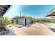 Charming backyard with patio, planters with cacti, and a shed with a door at 1801 Griffith Ave, Las Vegas, NV 89104