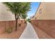 A walkway featuring trees and xeriscaping between backyard walls at 7865 Solid Horn Ct, Las Vegas, NV 89149