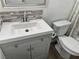 Updated bathroom featuring modern vanity and fixtures, with stylish countertop and sink at 5157 New Bedford Dr, Las Vegas, NV 89122