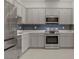 Stylish kitchen showcasing stainless steel appliances and elegant gray cabinets at 1103 Tektite Ave, Henderson, NV 89011