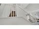 Stylish staircase featuring white railings, hardwood steps, and bright, airy design at 244 Native Stone St, Las Vegas, NV 89138