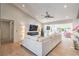 Bright, open living space featuring hardwood floors, a modern fireplace, and recessed lighting at 3101 Hayden Ct, Las Vegas, NV 89134