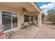 Spacious patio with stamped concrete and brick extension, ideal for outdoor entertaining at 7452 Chaffinch St, North Las Vegas, NV 89084