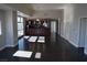 Stylish kitchen with stainless steel appliances, granite counters, and a breakfast bar overlooking a modern bathroom at 150 N Las Vegas Blvd # 1217, Las Vegas, NV 89101