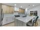 Kitchen featuring a large island with bar seating, stainless steel appliances, and modern light wood cabinets at 1594 Pontine Ct, Henderson, NV 89052