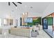 Living room showcases custom accent walls and entertainment center, seamlessly connecting to the covered patio at 2652 Golfside Dr, Las Vegas, NV 89134