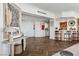 Contemporary living space featuring a bar, console table, and herringbone floors, adding style at 2857 Paradise Rd # 2203, Las Vegas, NV 89109