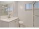 Clean bathroom featuring a glass shower, vanity, and tiled floors at 5409 Holmby Ave, Las Vegas, NV 89146