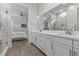 Elegant bathroom featuring dual sinks, and glass-enclosed shower at 12476 Heritage Bend Dr, Las Vegas, NV 89138