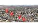 Aerial view highlighting the property's location near major roads, shopping, and community areas at 326 W Basic Rd, Henderson, NV 89015
