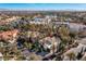 Aerial view of the neighborhood with the city skyline in the background at 8109 Moonstone Cir, Las Vegas, NV 89128