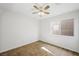 Bedroom with ceiling fan, hardwood floors, window and standard outlets at 315 Barletta Ave, Las Vegas, NV 89123