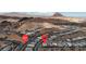 Aerial view of the community showing the neighborhood layout, mountains in the distance at 109 Reverie Heights Ave, Henderson, NV 89011