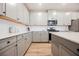 A well-lit kitchen features light gray cabinets and stainless steel appliances at 3525 Serravalle Ln, Henderson, NV 89044