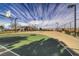 Outdoor basketball court with a green and tan surface surrounded by trees and open space at 580 Via Di Parione Ct, Henderson, NV 89011