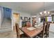 Charming dining room featuring a rustic wood table and decorative chandelier lighting the space at 6470 Crest Estates St, Las Vegas, NV 89131