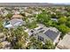 Aerial view of residential area with tennis court, swimming pool, and green landscaping at 7460 Grassy Field Ct, Las Vegas, NV 89131