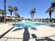 Community pool surrounded by palm trees and desert landscaping at 8410 Eldora Ave # 1003, Las Vegas, NV 89117