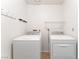 Laundry room with modern washer and dryer hookups and wire rack shelf at 1108 Sidehill Way, Las Vegas, NV 89110
