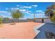 Backyard features gravel, concrete pathway, desert landscaping, and block wall at 1202 Arrowhead Ave, Las Vegas, NV 89106