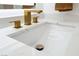 Close-up of a modern sink with gold faucet and marble countertop, highlighting contemporary design at 2528 Sunup Dr, Las Vegas, NV 89134