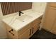 Bathroom vanity with quartz countertop, modern fixtures, and custom wood cabinets at 2615 W Gary Ave # 1015, Las Vegas, NV 89123