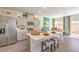 Modern kitchen with gray cabinets, stainless steel appliances, quartz counters, and breakfast bar seating at 4754 Bluebird Cliffs Ave Dr # Lot 170, Las Vegas, NV 89141