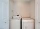 Functional laundry room with modern white washer and dryer units, optimizing space and convenience at 5921 Royal Castle Ln, Las Vegas, NV 89130