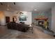 Stone fireplace in the living room at 7660 Descanso Ln, Las Vegas, NV 89123