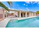 Stunning backyard showcasing a pool, covered patio, and lush landscaping perfect for outdoor entertaining at 1862 Redwood Valley St, Henderson, NV 89052