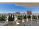 Wide angle shot shows tile flooring and several potted plants with a great city view at 2877 Paradise Rd # 2502, Las Vegas, NV 89109