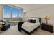 Bright bedroom featuring city views from expansive windows at 2877 Paradise Rd # 2502, Las Vegas, NV 89109